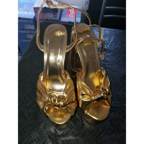 Public Desire Shoes - Public Desire Gold Knot Heels Size 6